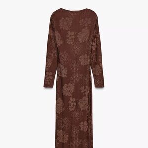 Zara Floral Brown Long Sleeve Dress